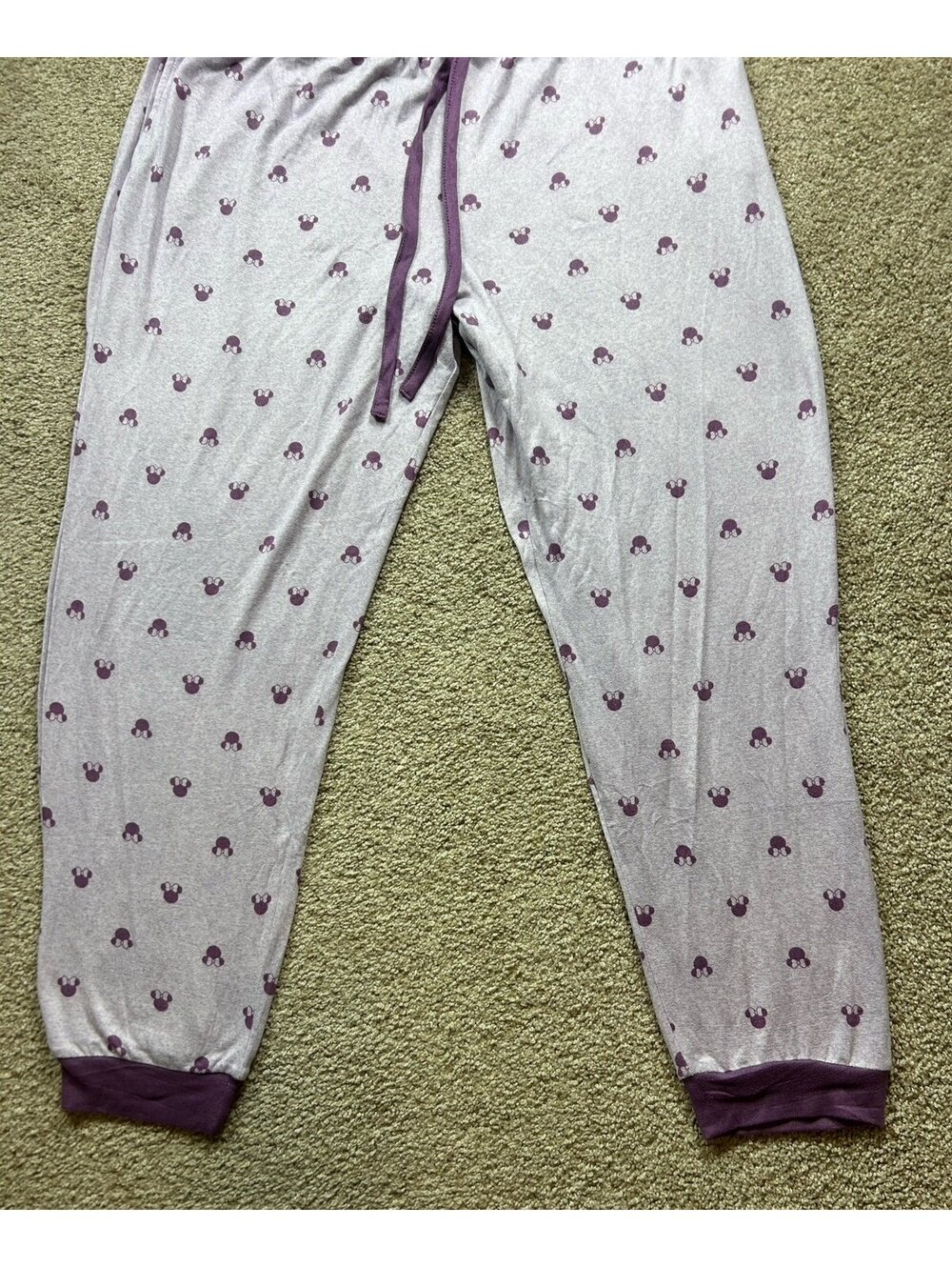 Disney Women's 2Pc Pajama Set Purple Print Short Sleeve Jogger Pants Sz XXL - Picture 6 of 9